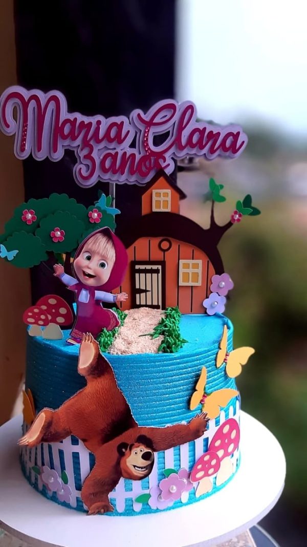 Arquivo topo de bolo Masha e o Urso - Imagem 2