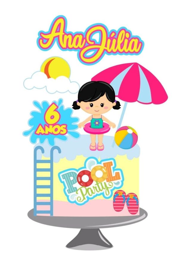 Arquivo topo de bolo Pool Party