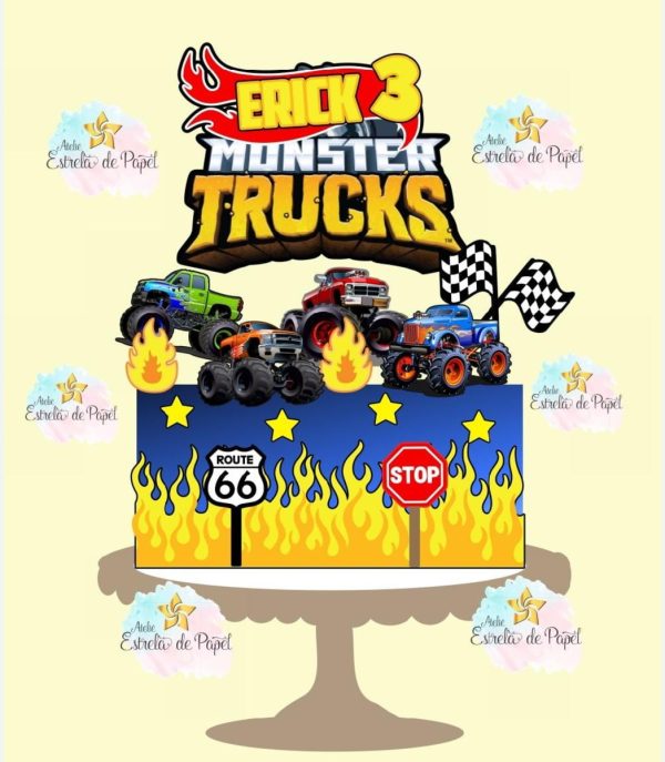 Arquivo Topo de Bolo Monster Trucks - Image 2
