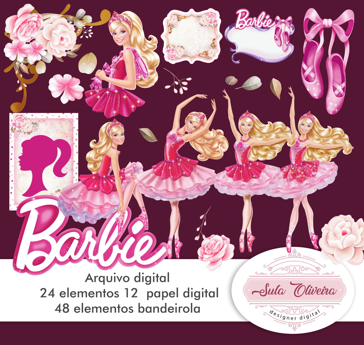 Barbie Bailarina Kit Digital e Bandeirola