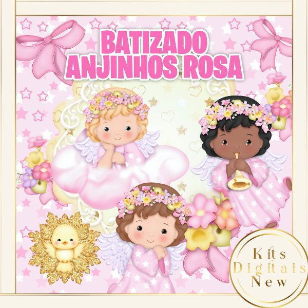 Batizado Anjinho Rosa Kit Digital