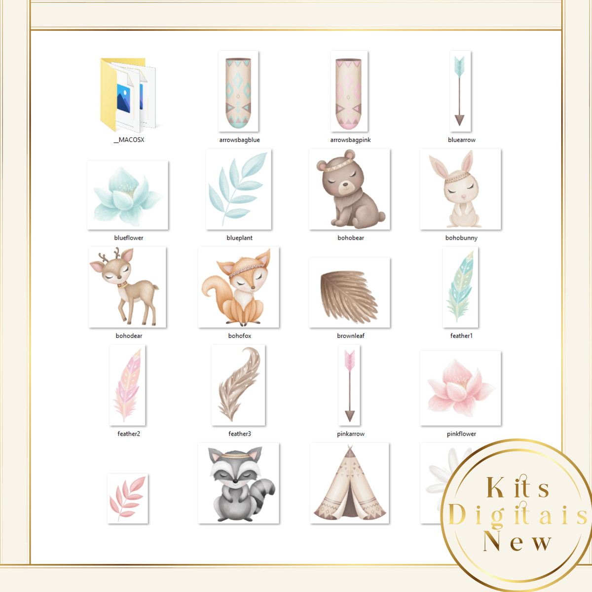 Bosque Cute Aquarela Kit Digital - Imagem 2