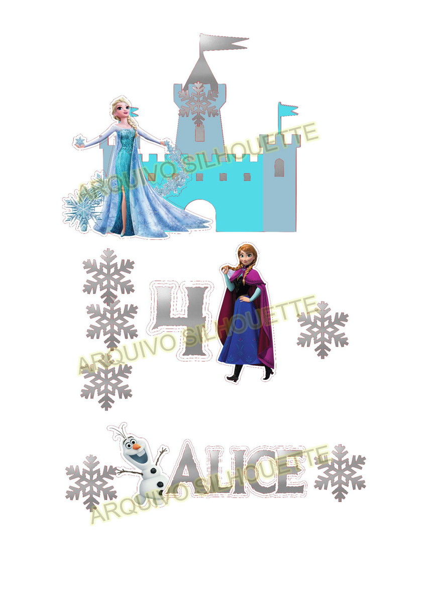COMBO + Arquivo de Corte - Topo de Bolo Frozen 1