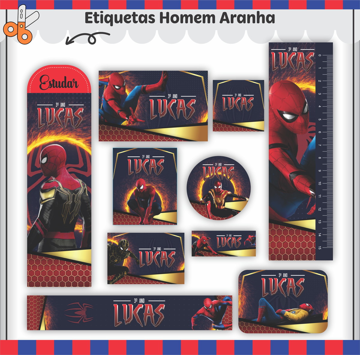 Etiquetas. Cadernos, Homem Aranha em Png e pdf - Imagem 3