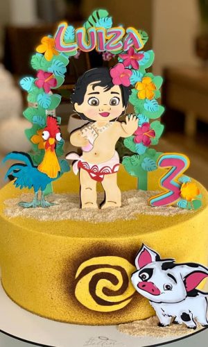 Kit C/ 5 Arquivo De Corte: Topo De Bolo Moana Baby 005