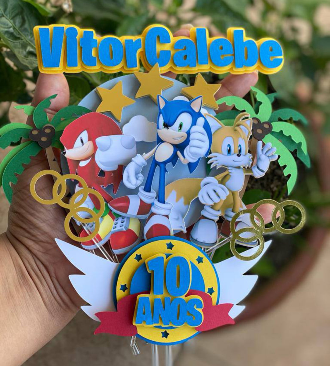 Kit C/ 5 Arquivo De Corte: Topo De Bolo Sonic 001