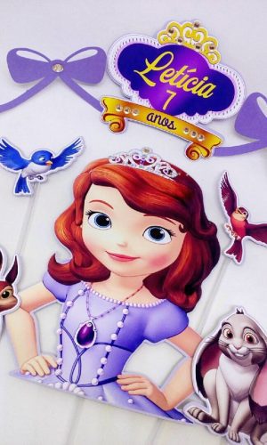 Kit com 5 Arquivos de Corte: 02- Princesa Sofia Topo de Bolo