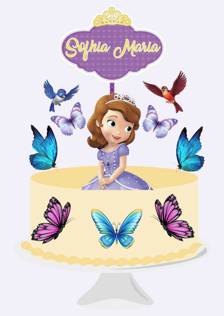 Kit com 5 Arquivos de Corte: 03- Princesa Sofia Topo de Bolo