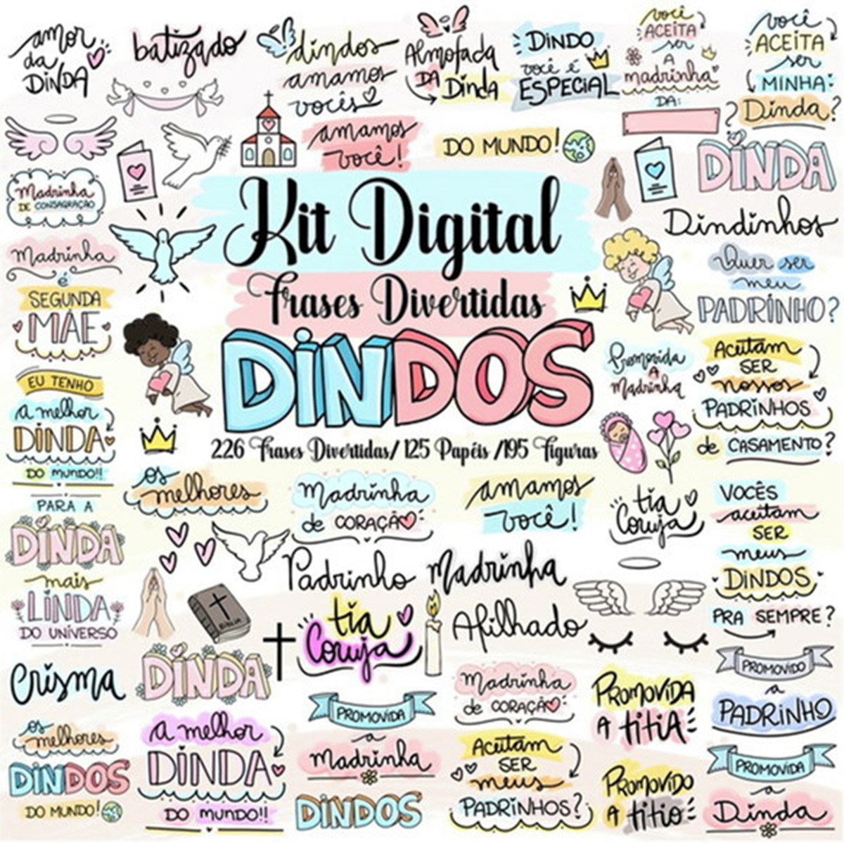 Kit Digital Frases Dindos – Topo de Bolo Para Imprimir