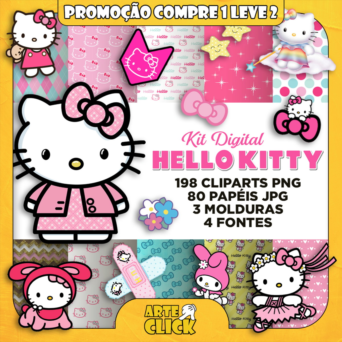 Kit Digital Hello Kitty - Topo de Bolo Para Imprimir