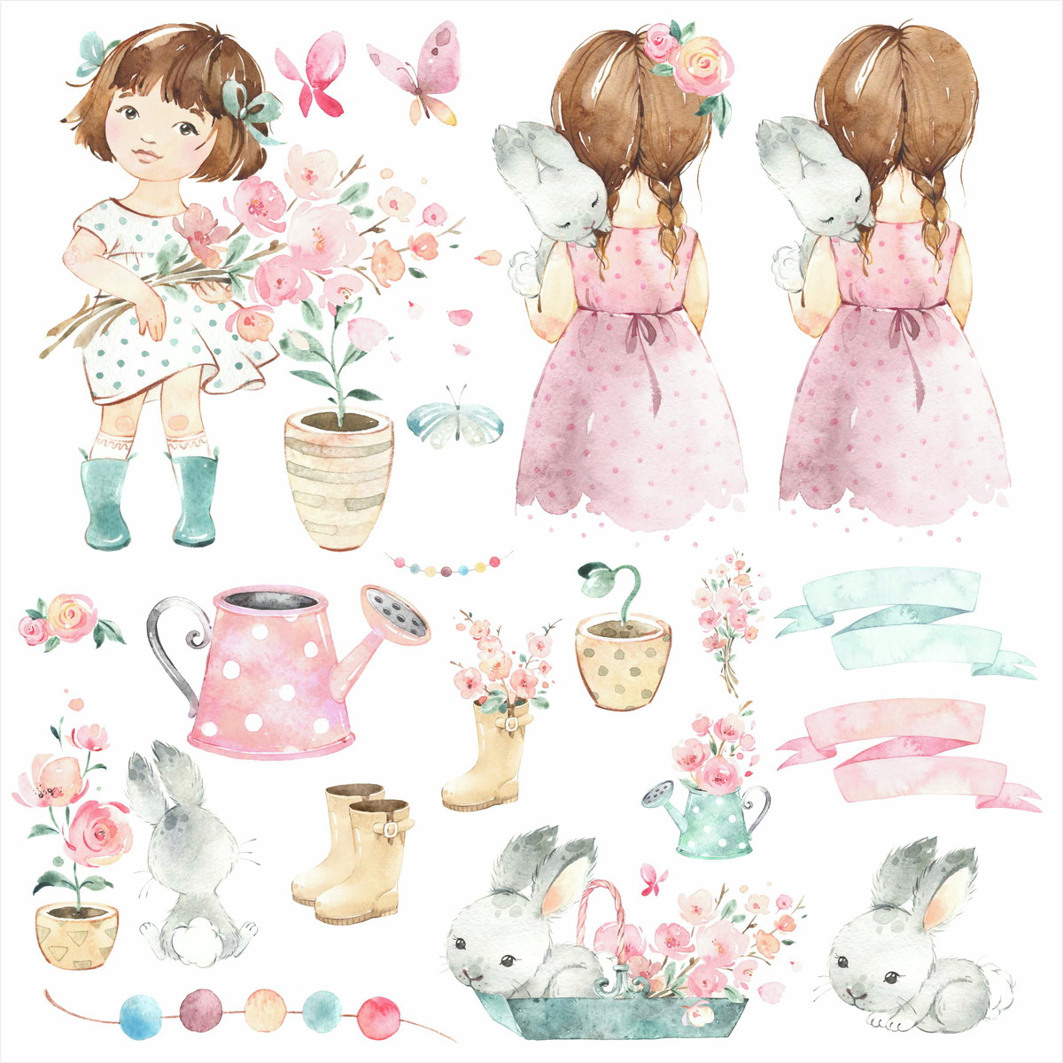 Kit Digital Menina Aquarela