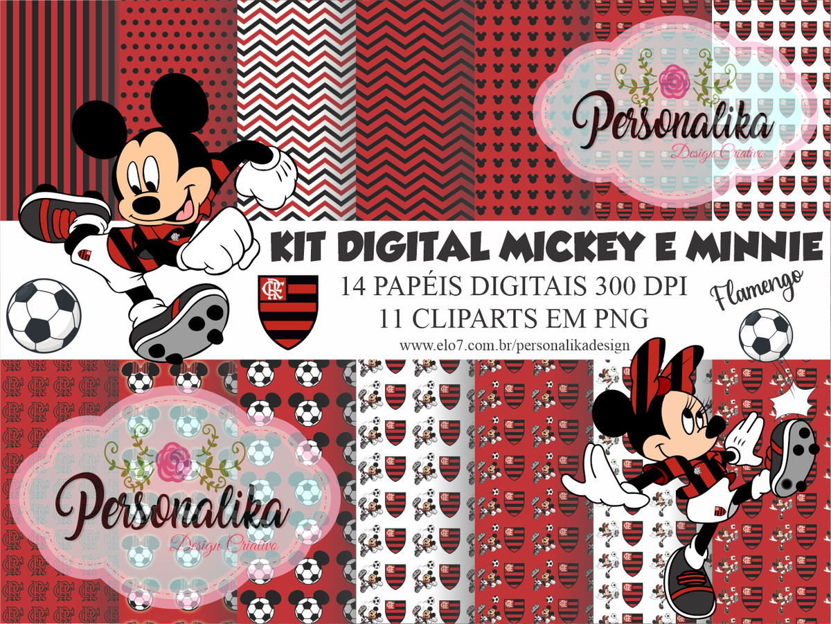 Kit Digital Mickey E Minnie Flamengo