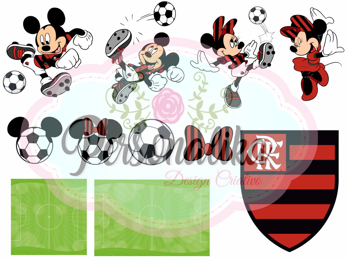 Kit Digital Mickey E Minnie Flamengo - Imagem 2