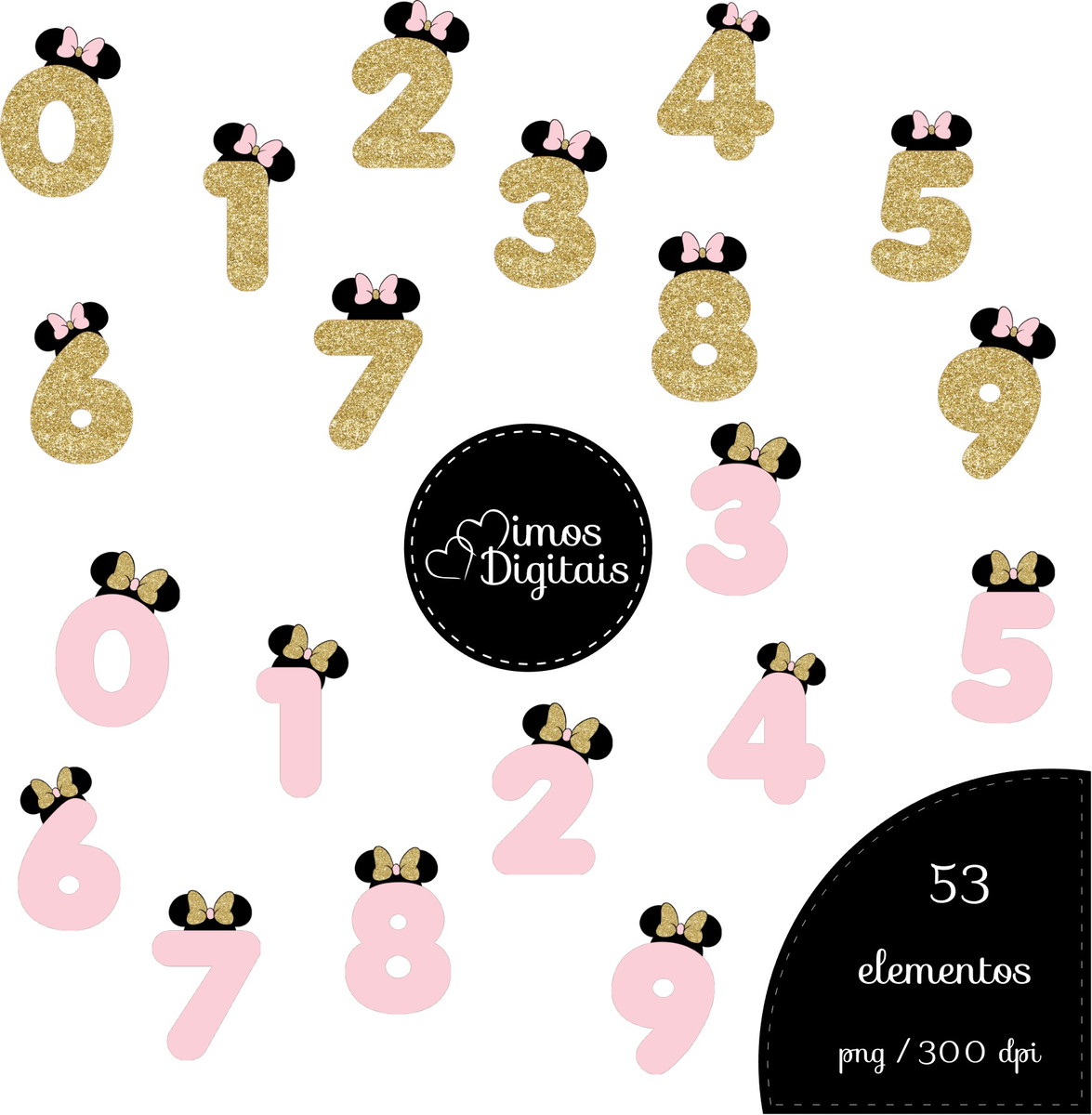 Kit Digital Minnie Rosa e Dourado - Imagem 2