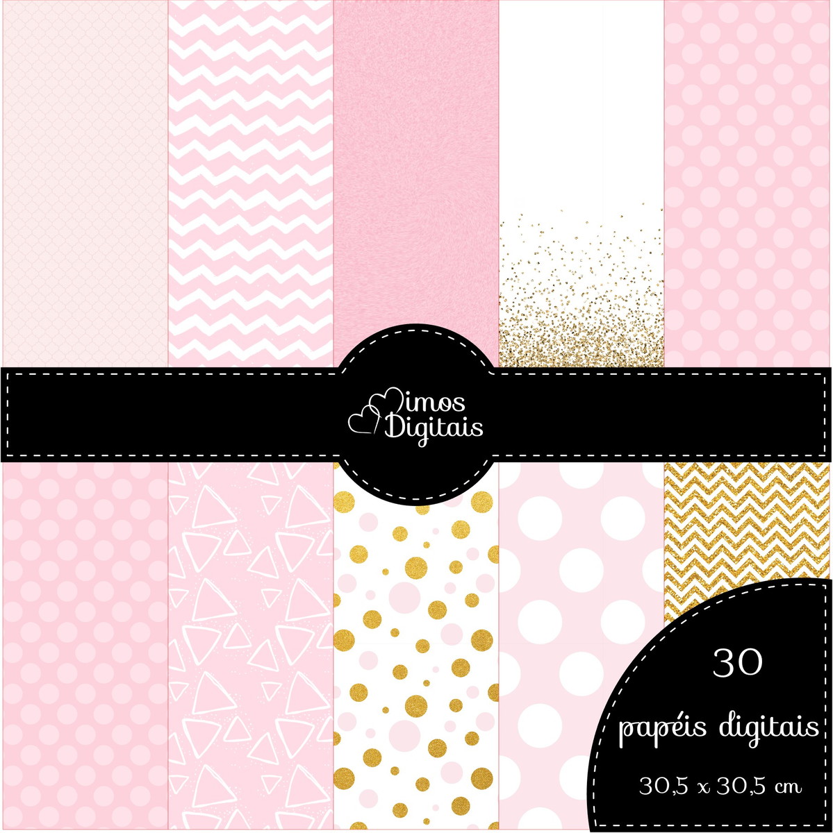 Kit Digital Minnie Rosa e Dourado - Imagem 3