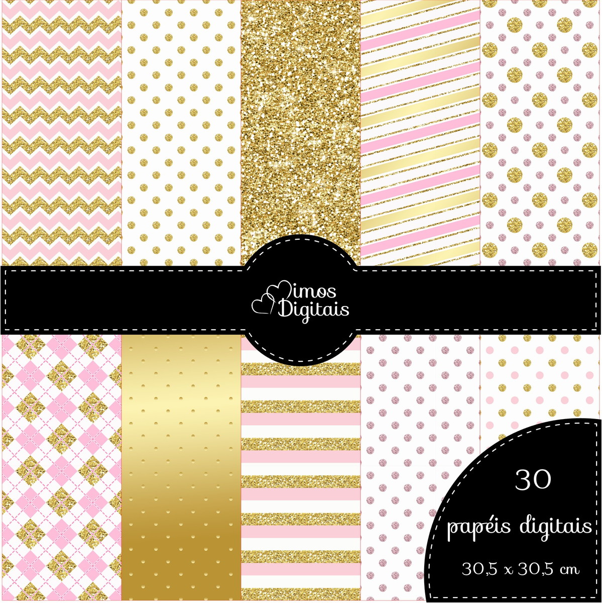 Kit Digital Minnie Rosa e Dourado - Imagem 4
