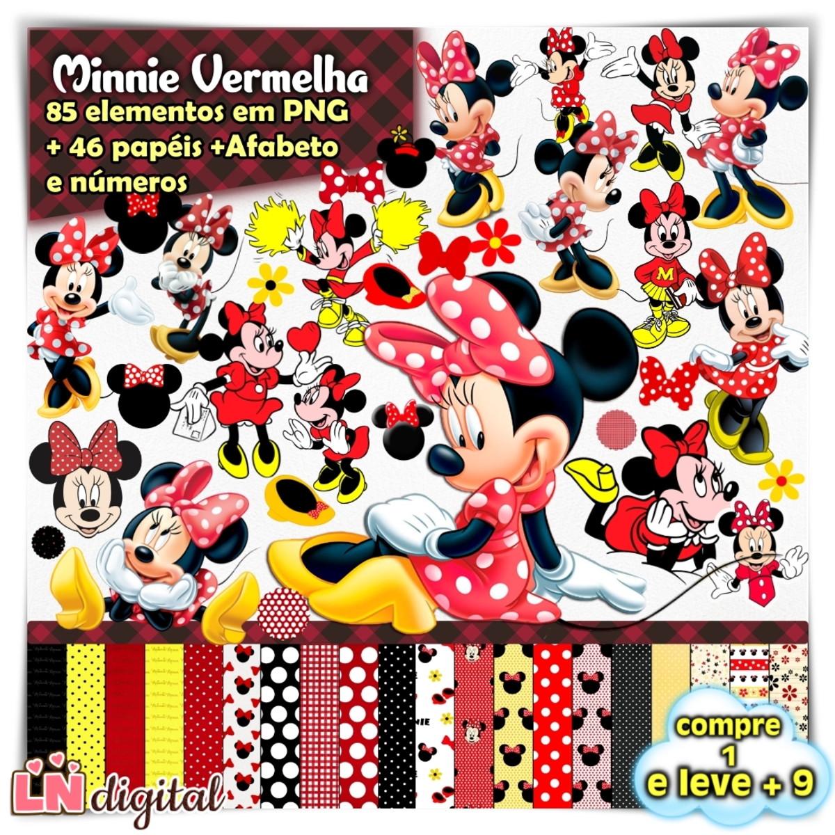 Kit Digital Minnie Vermelha