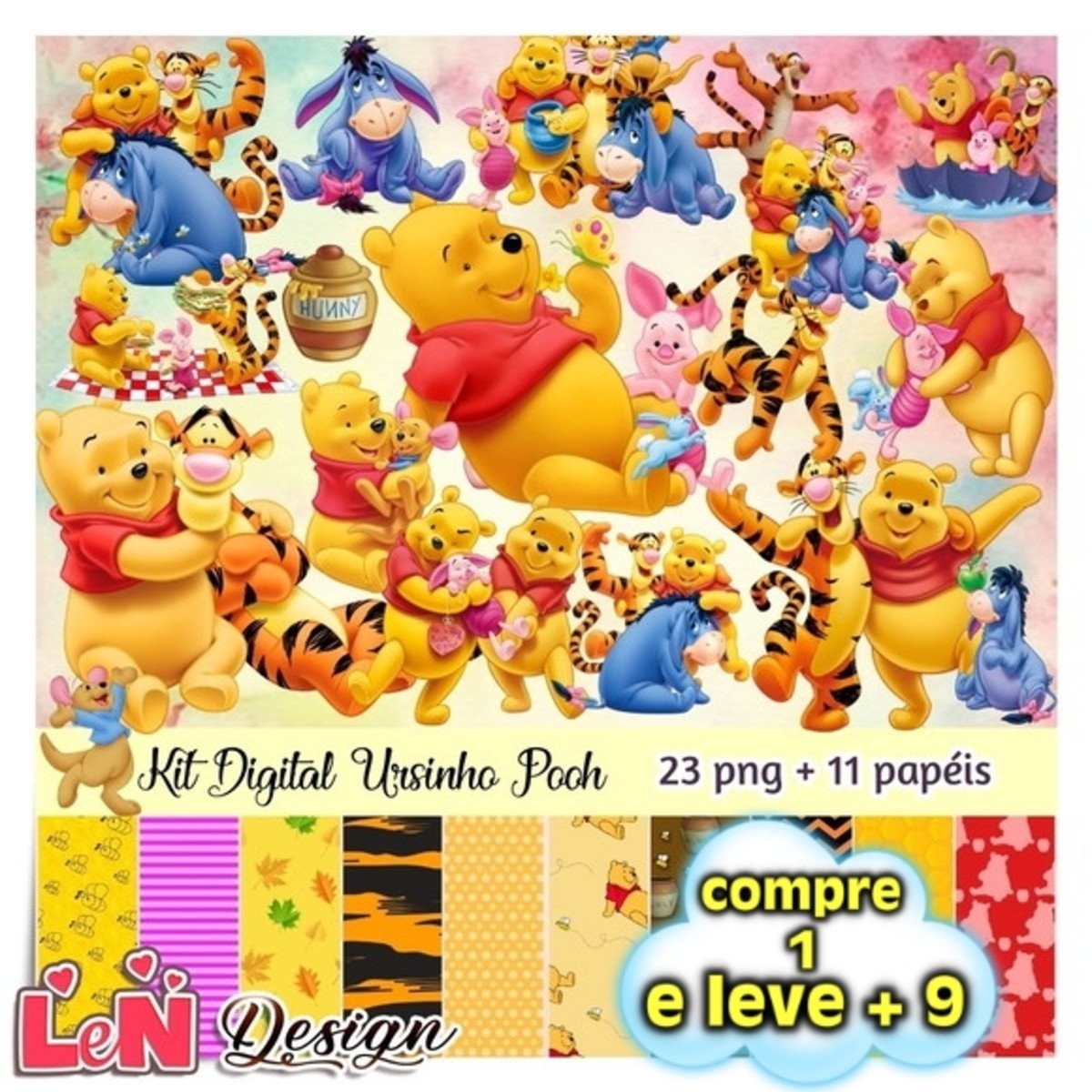 Kit Digital Ursinho Pooh - Topo de Bolo Para Imprimir