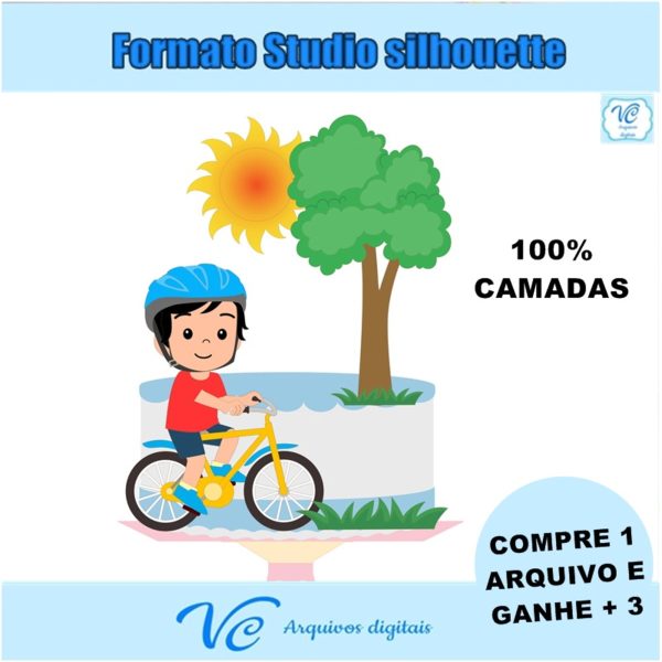 M264- Topo de bolo Bicicleta Menino - Arquivo de Corte