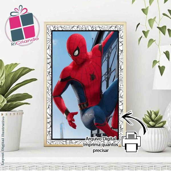 QUADRO POSTER HOMEM ARANHA – ARQUIVO DIGITAL - Topo de Bolo Para Imprimir