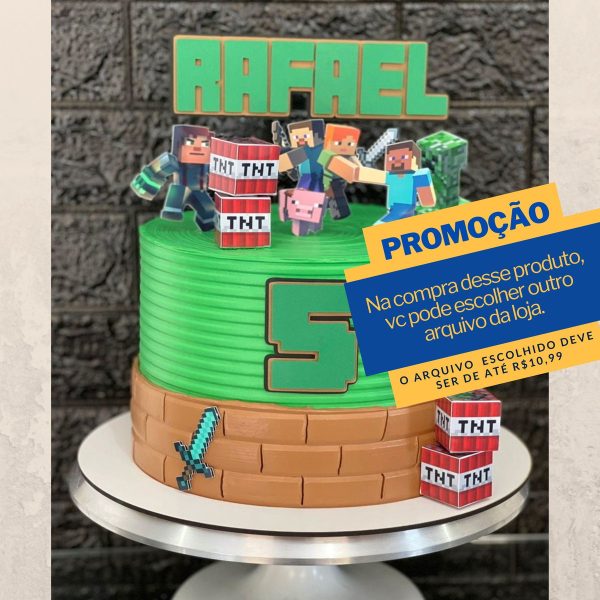 Studio/pdf Arquivo de Corte Topo de Bolo Minecraft -001