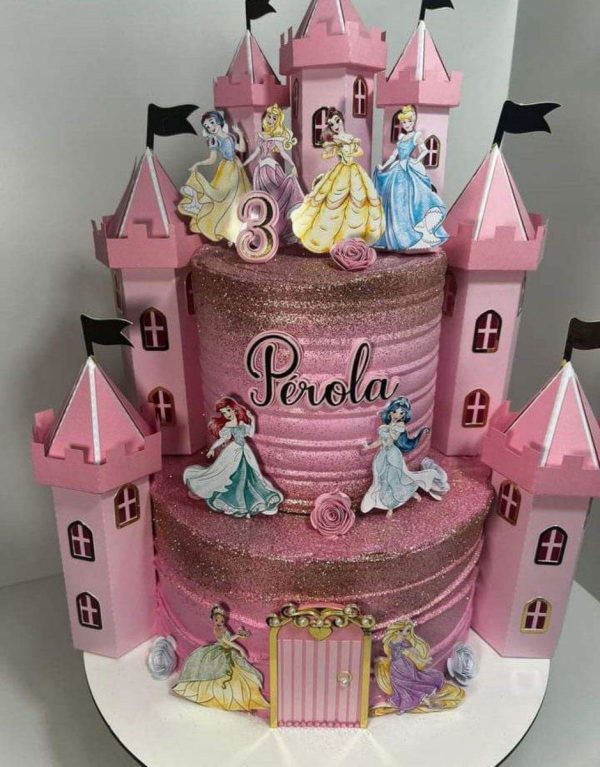 Topo Castelo Princesas 3d 2486 + 4 Arq. a Sua Escolha 23108
