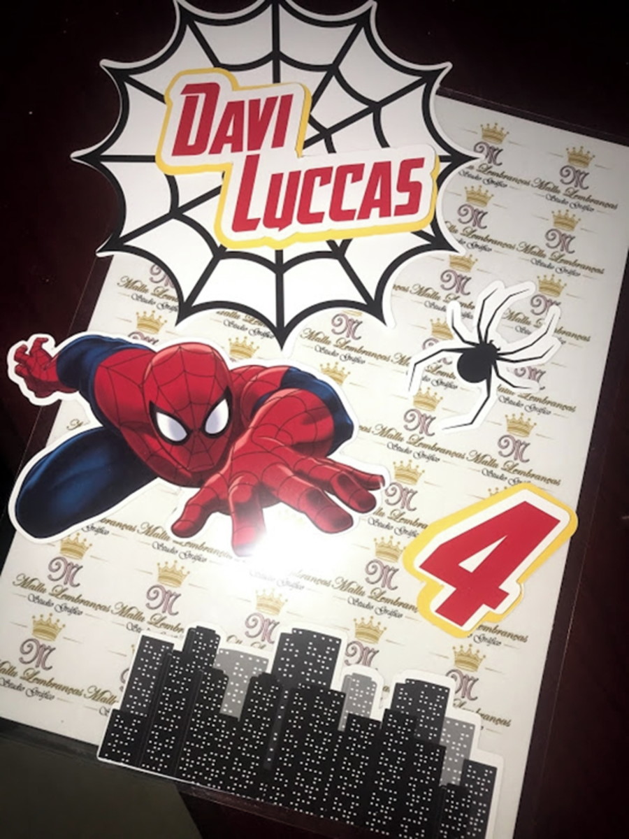 Topo de bolo Arquivo de Corte Silhouette Homem Aranha - Imagem 3
