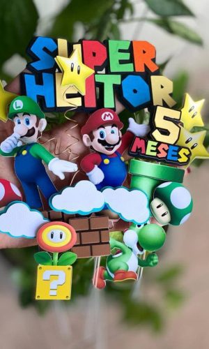 Topo de Bolo - Arte em Studio Tema Super Mario Bross