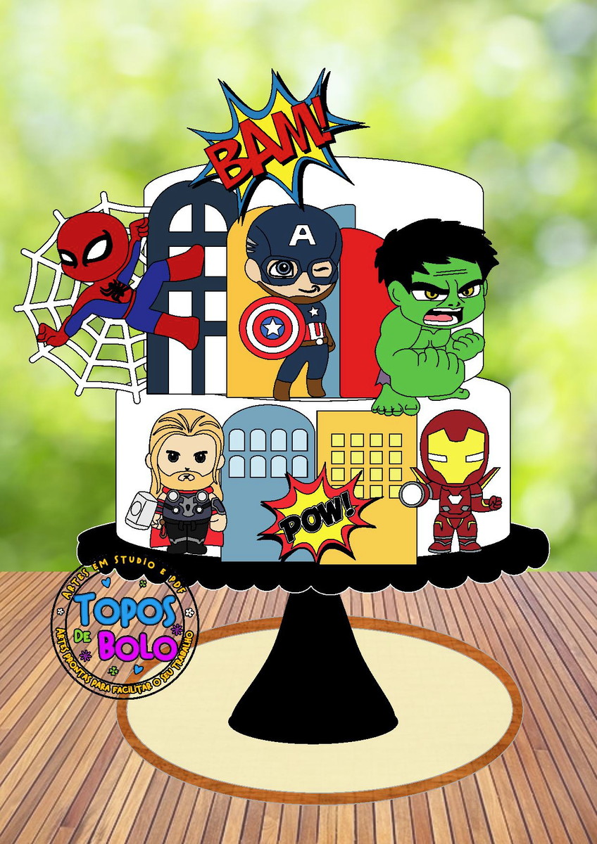 Topo de Bolo Avengers- Arquivo Digital
