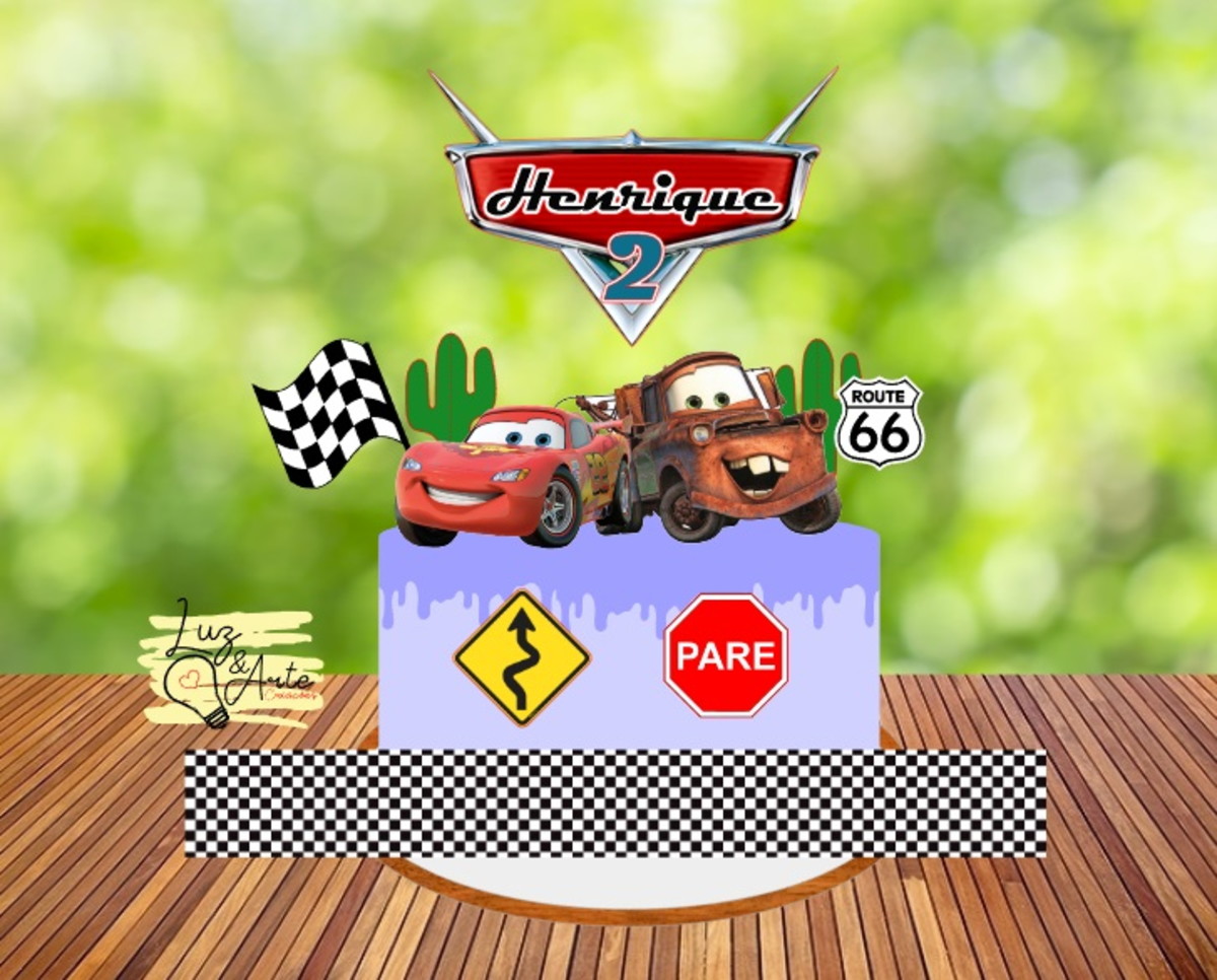 Topo de Bolo Carros Disney Arquivo de Corte Studio/PDF