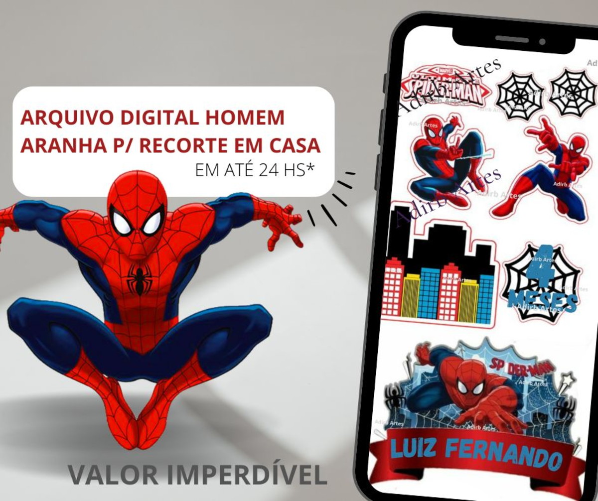 Topo de Bolo Homem Aranha Mesversário (arquivo Digital) - Imagem 2