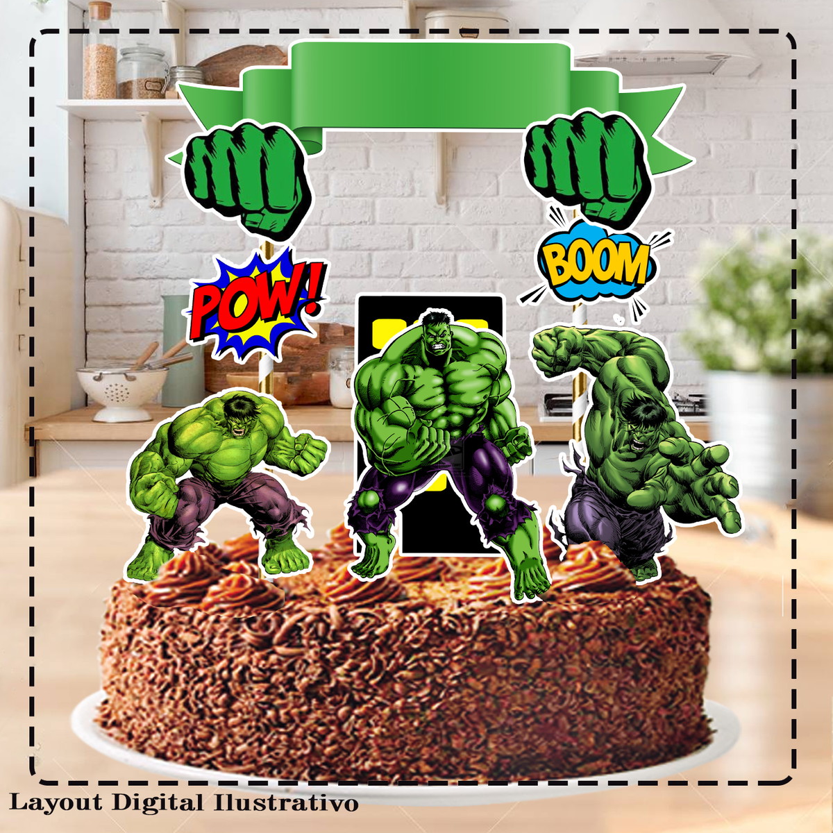 TOPO DE BOLO HULK - ARQUIVO DIGITAL