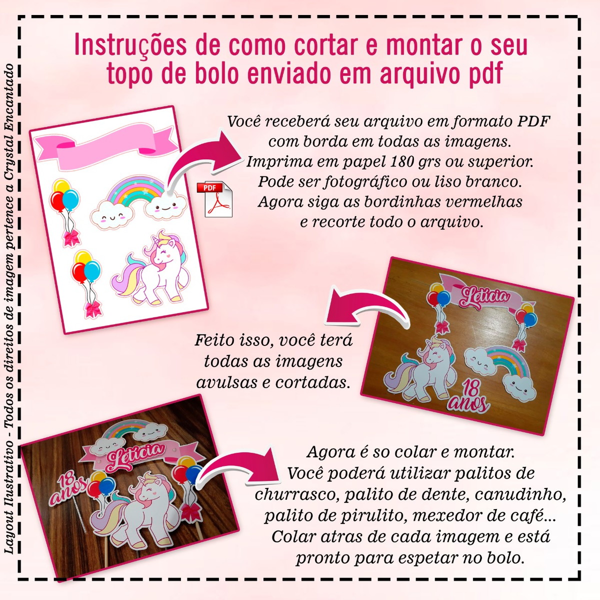 TOPO DE BOLO PRINCESA DISNEY - REF 2893 ARQUIVO DIGITAL - Imagem 3