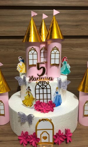 Topo de Bolo Princesas Castelo 3D- Arquivo de Corte