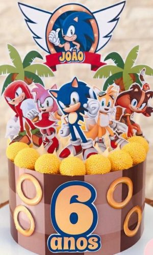 Topo de Bolo Sonic 04 - Arquivo de Corte Studio/PDF