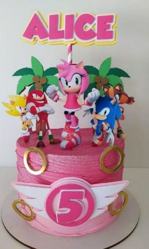 Topo de Bolo Sonic Menina + 4 Arquivos a Sua Escolha