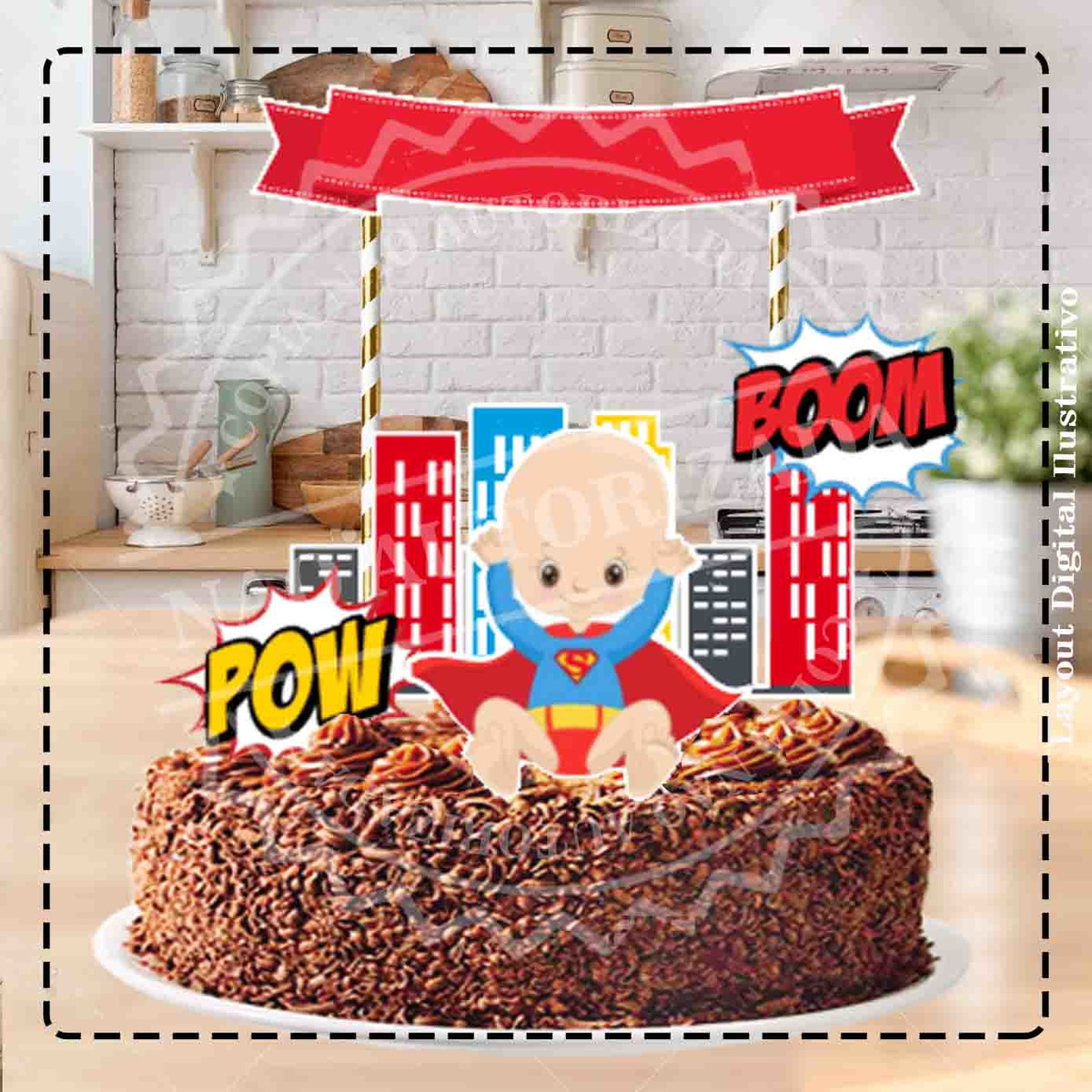 TOPO DE BOLO SUPER HOMEM BABY 02- ARQUIVO DIGITAL
