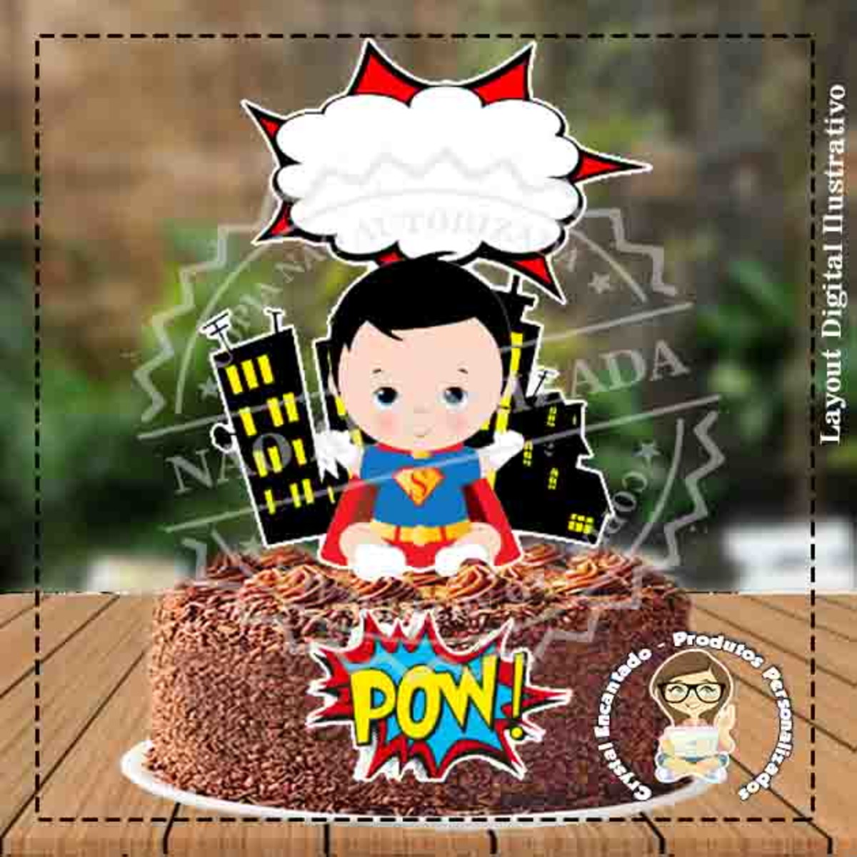Topo de Bolo Super Homem Baby - Ref 1261 Arquivo Digital
