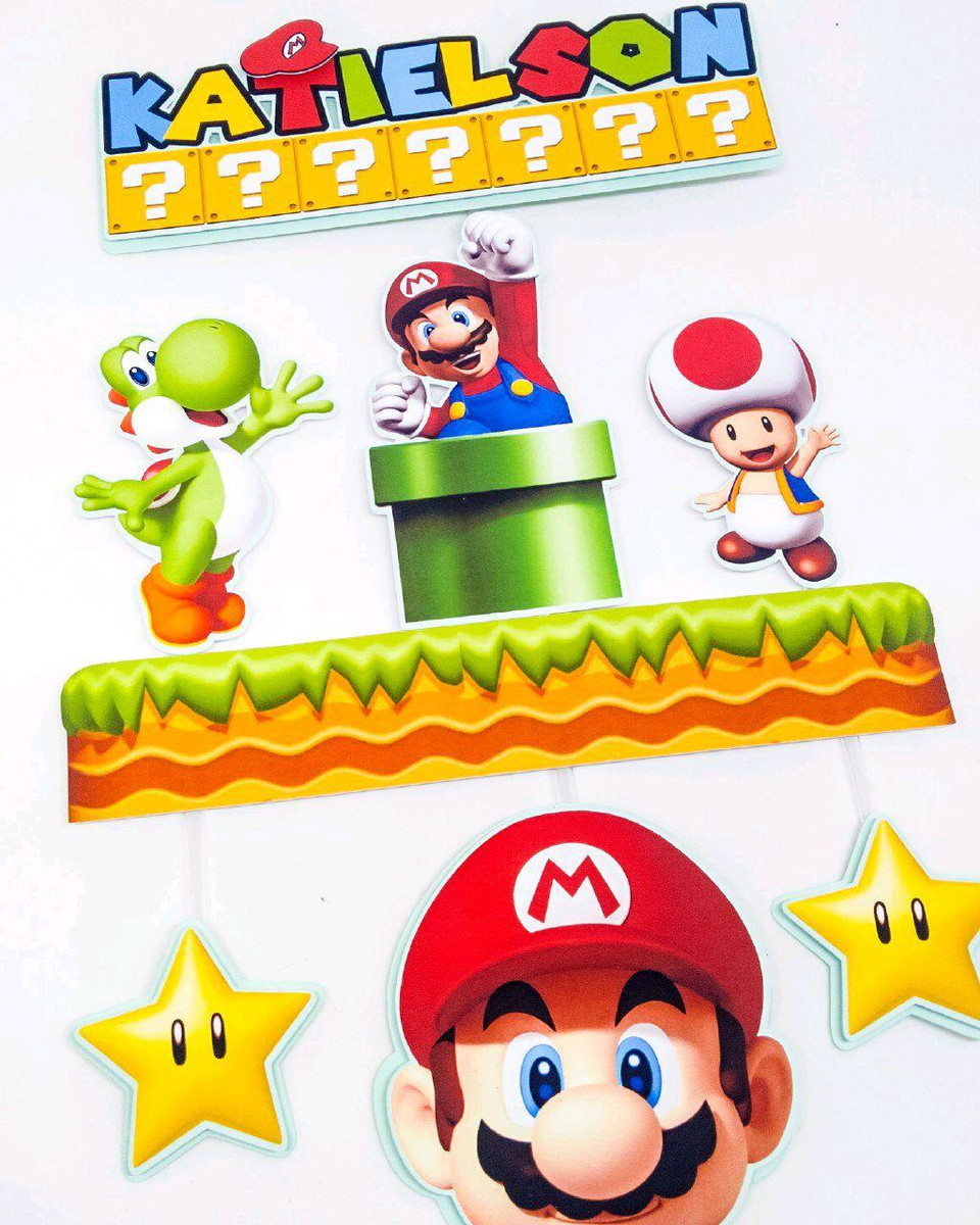 Topo de Bolo Super Mario Bros (2) + 4 Arquivos a Sua Escolha