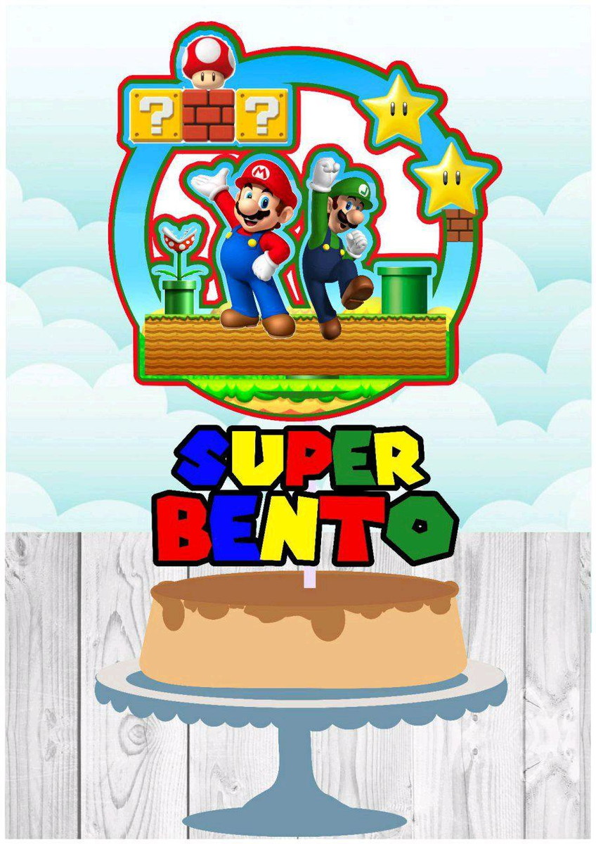 Topo de Bolo Super Mario Bros (1) + 4 Arquivos a Sua Escolha