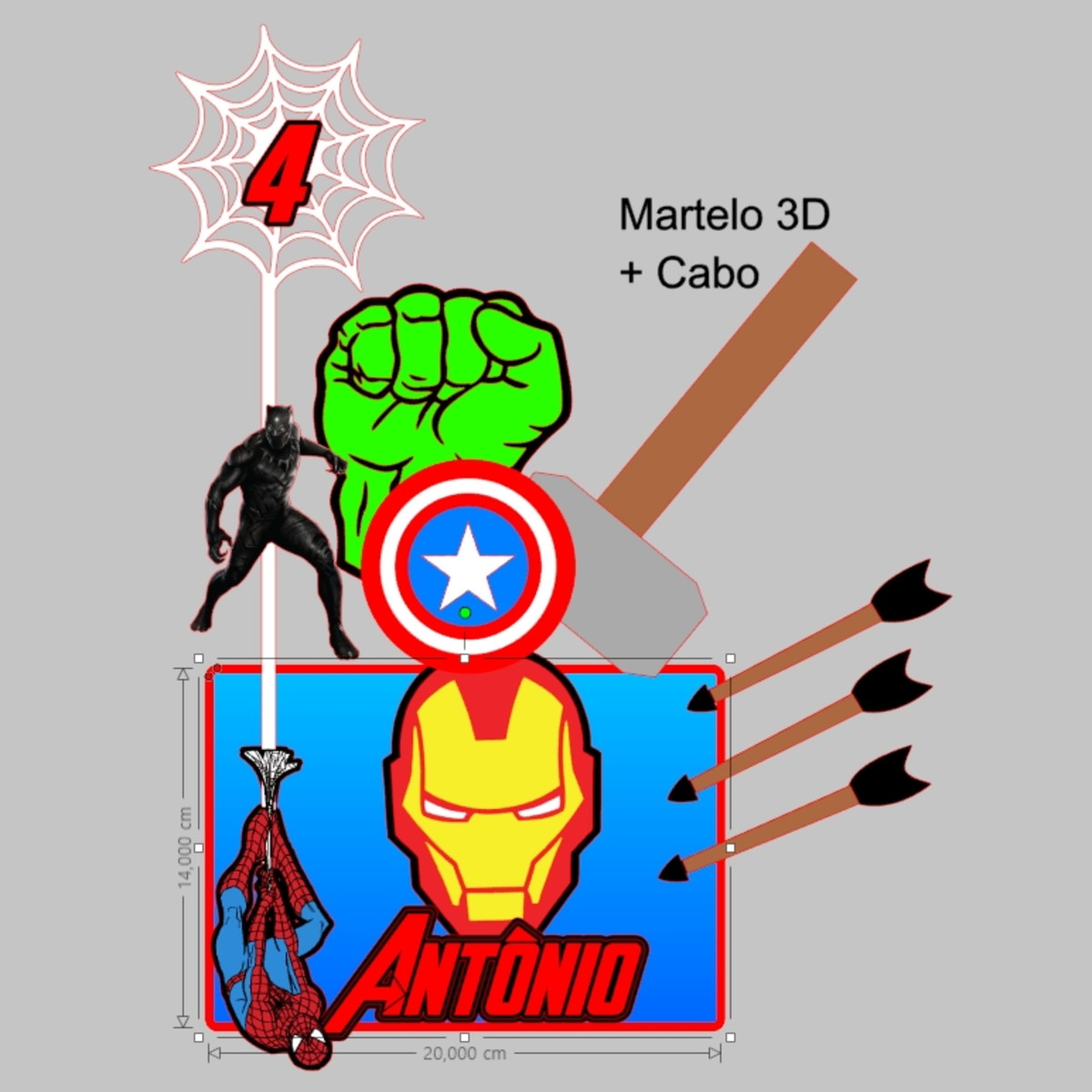 Arquivo de Corte - Topo Bolo - Vingadores Camadas - Cod: 009 - Imagem 2