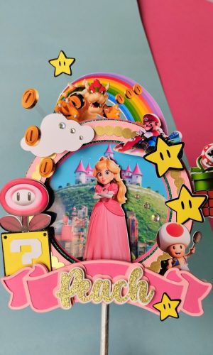 Topo Princesa Super Mario + 4 Arquivos a Sua Escolha