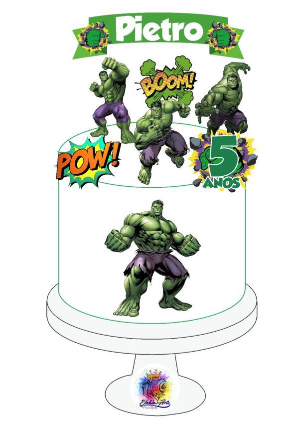 Topper de Bolo Hulk (arquivo de Corte) 4 Por 10,00