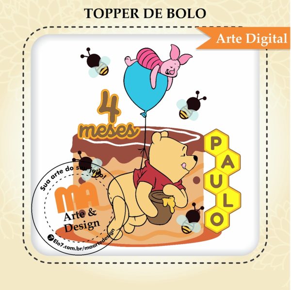 Arquivo de Corte Topo de Bolo Ursinho Pooh