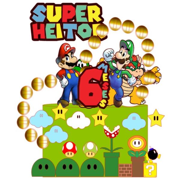 Topper Super Mario 4 + 4 Arquivos a Sua Escolha