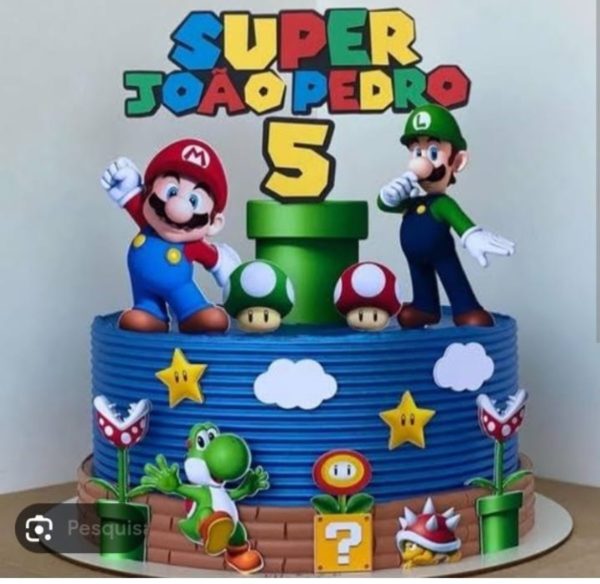 Topper Super Mario + 4 Arquivos a Sua Escolha