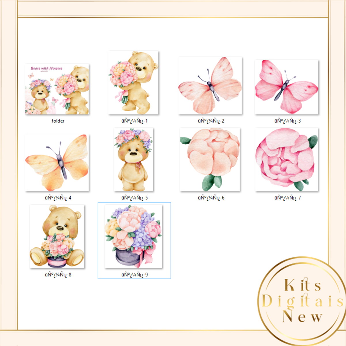 Ursinho Aquarela Cute Kit Digital - Imagem 2