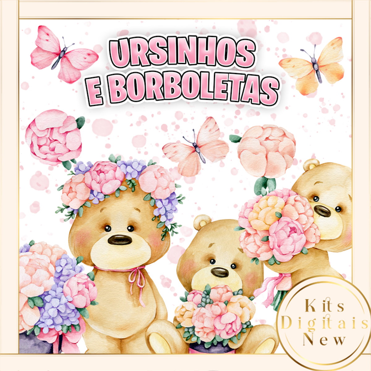 Ursinho Aquarela Cute Kit Digital