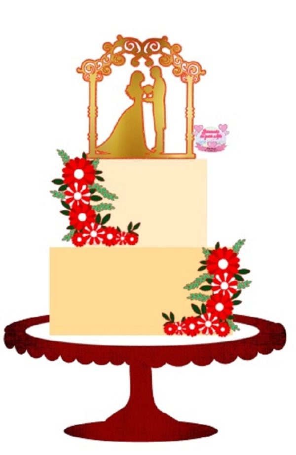 #056 Topo bolo noivos silhueta casamento camadas studio 3D