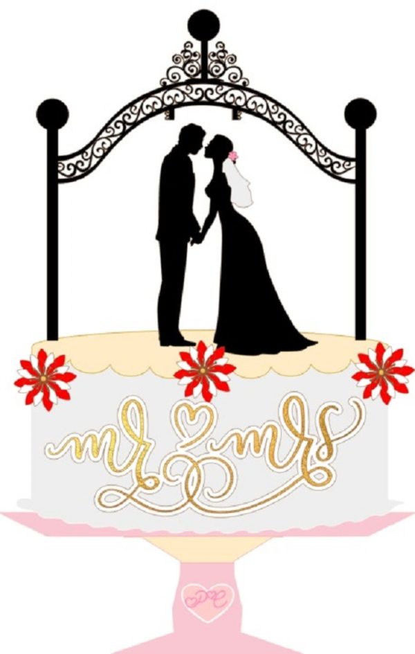 #057 Topo bolo noivos silhueta casamento camadas studio 3D 2
